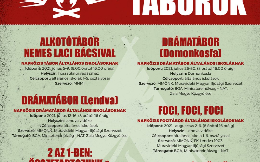POLETNI TABORI 2021 – 2021.ÉVI NYÁRI TÁBOROK